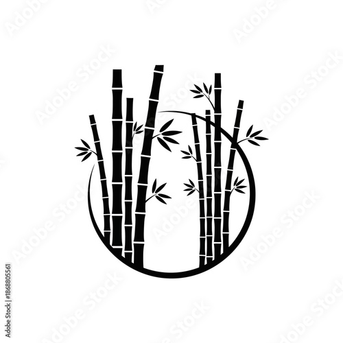 Black Bamboo Stems in Circle Design.
