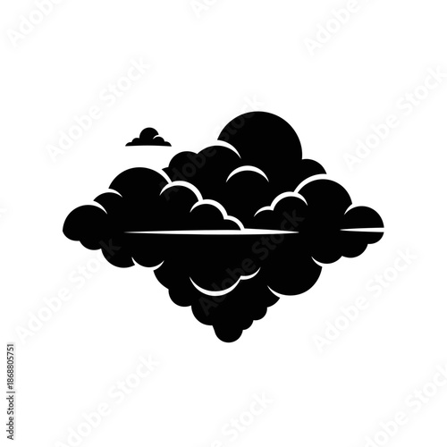 Black Cloud Icon Isolated On White.