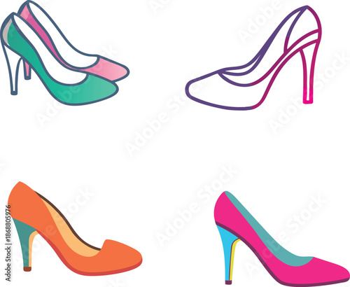 Black high-heeled women's shoes vector