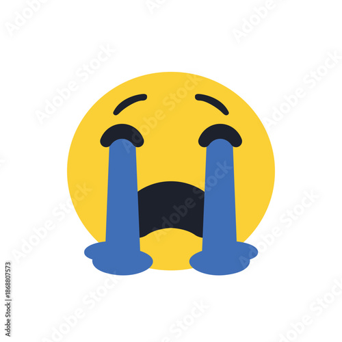 crying face sad mouth open desperate cry pool of tears emoji symbol sign icon vector illustration isolated flat