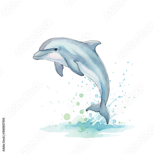 Dolphin watercolor drawing