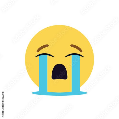 crying face sad mouth open desperate cry pool of tears emoji symbol sign icon vector illustration isolated flat