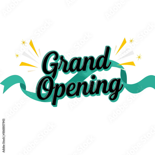 Grand Opening Celebration Ribbon Banner Sign.