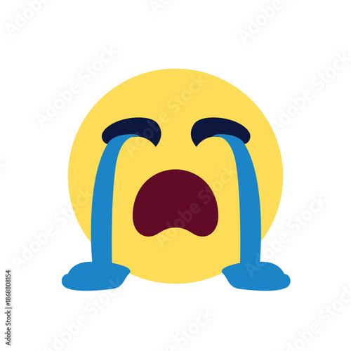crying face sad mouth open desperate cry pool of tears emoji symbol sign icon vector illustration isolated flat