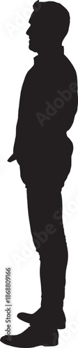 vector,silhouette of a side view of a cool man standing