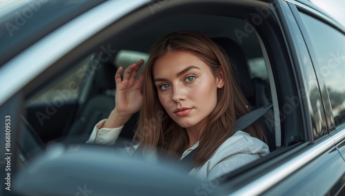 Woman Sitting in Car Looking Outside During Daytime Near Trees