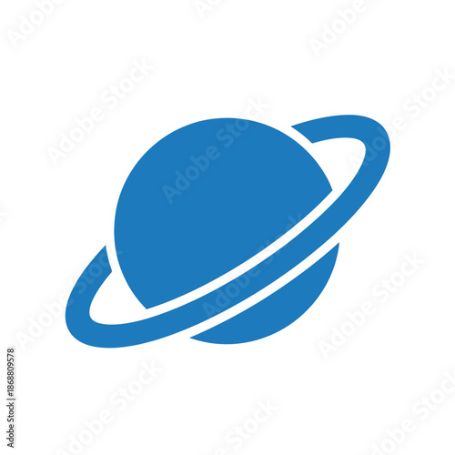 Planet with ring planetary orbit flat icon
