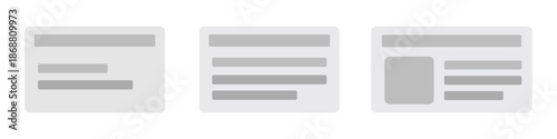 Skeleton loading card UI placeholders showing three dashboard layouts, Image and text line preload in gray tones for SaaS dashboards, web apps, mobile interfaces, and content preload states