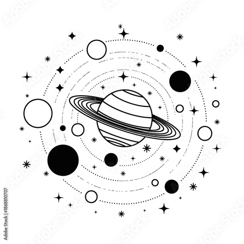 Saturn Planet in Space Orbit.