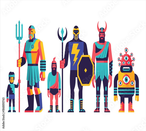 Colorful illustration depicting three birds of prey in dynamic flight poses