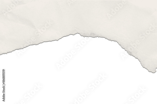 Foto Horizontal Torn White Paper Edge with Texture and Creases Isolated