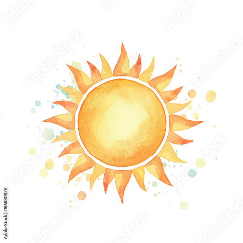 Watercolor sun design for motion graphics