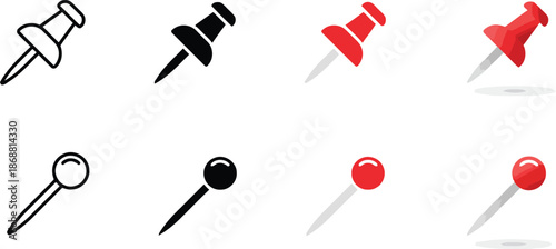 push pin, pin, icon, pushpin, office, stationary, transparent, background, vector, design, element, graphic, illustration, clipart, mark, marker, note, reminder, tack, bulletin, board, map, location, 