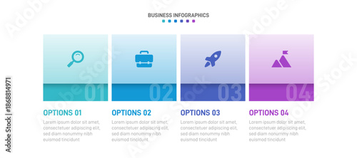 Progress bar featuring 4 arrow-shaped elements, symbolizing the four stages of business strategy and progression. Clean timeline infographic design template. Vector for mobile presentation.