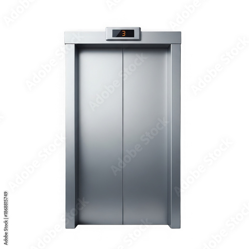 Modern elevator with digital display and metallic finish