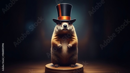 Whimsical feline gentleman in top hat and coat