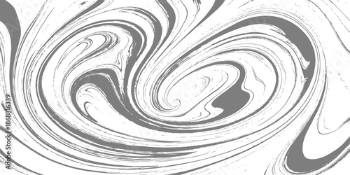 Abstract black and white swirl background featuring a seamless spiral fractal design with artistic liquid waves and curved line patterns for an elegant vector illustration wallpaper backdrop