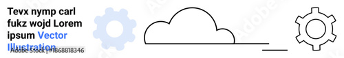 Cloud outline linked with two gears symbolizing technology, automation, and connectivity. Ideal for innovation, data management, cloud solutions, technology development, teamwork, modern design