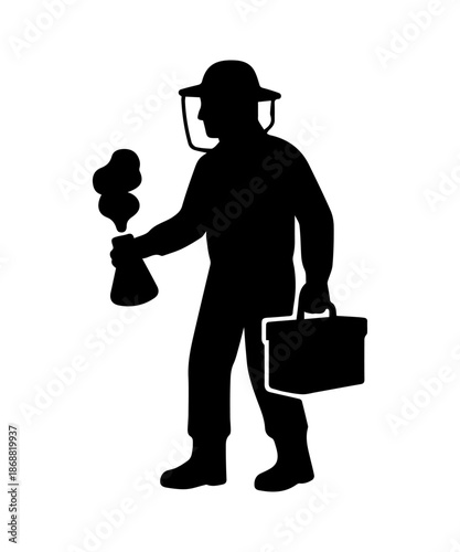 Beekeeper silhouette holding smoker and equipment box
