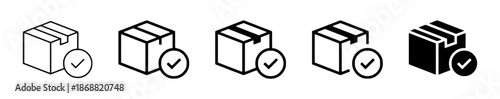 Set of delivered package vector icons symbolizing successful shipment