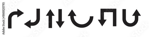 Set of Different Arrows Direction Signs and Symbols in Black Color Isolated on White Background Exactly Two Hundred Characters