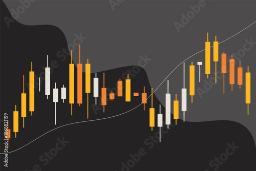 Financial Market Candlestick Chart with Moving Average, investment analysis concept