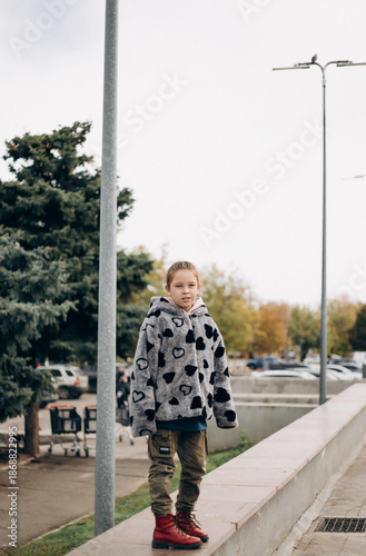 little girl walking on the street