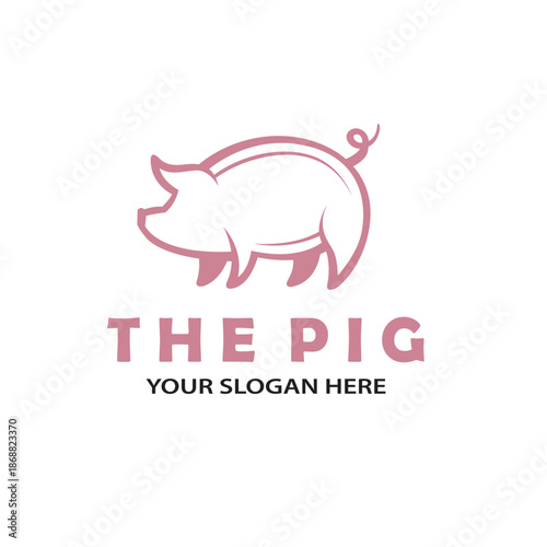illustration of pink pig isolated on white background