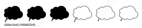 Set of fill and outline speech bubble and cloud in vector format