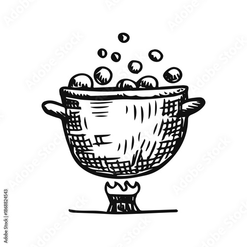 a saucepan is on the fire drawing