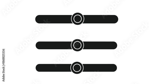 Simple illustration of three horizontal slider controls with circular handles isolated on white