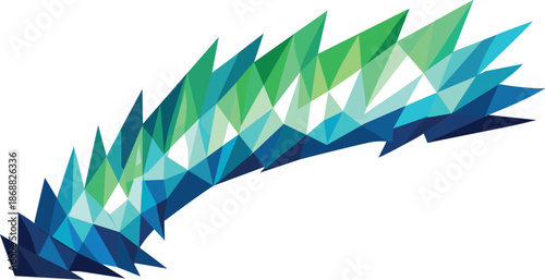 Abstract Northern Lights. Low-poly vector illustration focused on a minimalist abstract interpretation of northern lights,