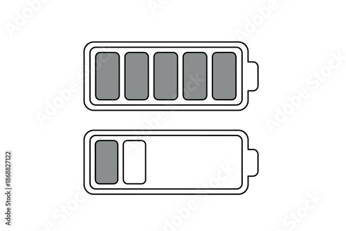 Battery level icons with full and partial charge on white background