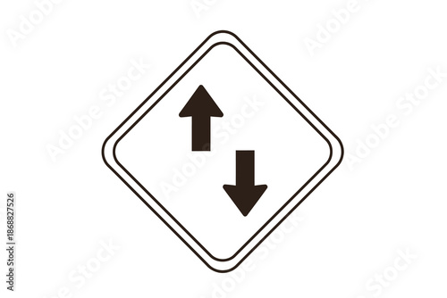 Free Download Traffic sign with two way arrows pointing up and down on road sign - GFXLoad