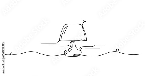Minimalist continuous line art of a table lamp. No editable strokes