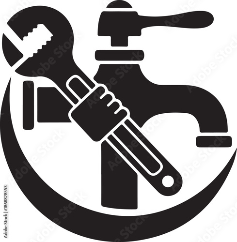 Plumbing tools wrench and faucet symbolizing repair maintenance and water system solutions