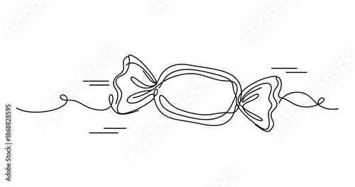Continuous line drawing of wrapped candy. No editable strokes