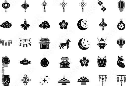 Chinese New Year and Lunar Festival Icons Set 3.