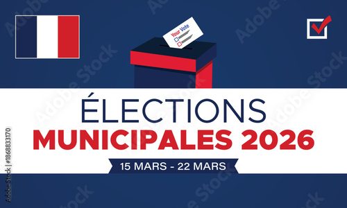 Bold French Municipal Elections 2026 Poster with Check box Icon