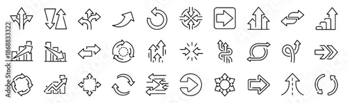 Set of Linear Arrows for Direction Navigation and Interface Design