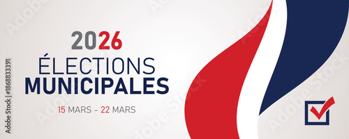 French Municipal Elections 2026 Poster with Flowing Ribbons