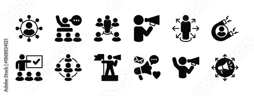 Set of marketing and leader icons isolated on white background vector illustration