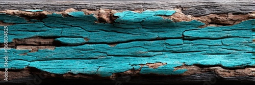 Weathered Wood Texture with Peeling Teal Paint