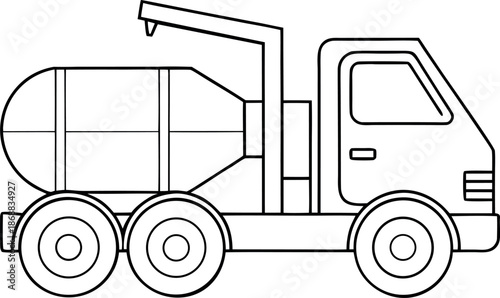 Concrete Pump Truck Icon for Heavy Construction Equipment Illustration