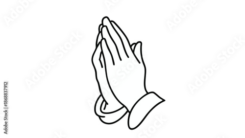 Praying hands in simple line art style