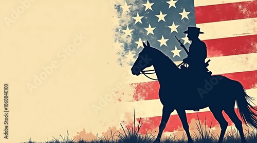 Confederate Heroes' Day Background with man riding horse - AI Generated Abstract Art