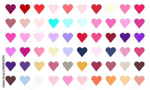 Colorful Heart Icon Mega Set | Multicolored Love Shapes Vector | Romantic Valentine Graphics