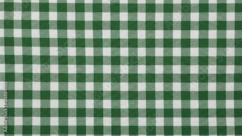 Green and white gingham fabric pattern background