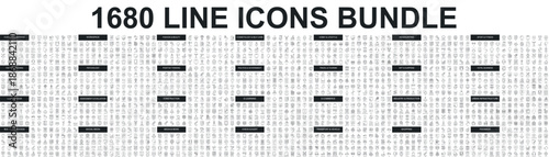 Mega set of vector thin line icons. Editable stroke. Contains such icon collection as social media, business process, commerce, learning, shopping, industry, customer service. Linear pictogram pack.