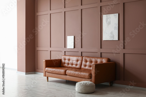 Sofa with pouf and painting...